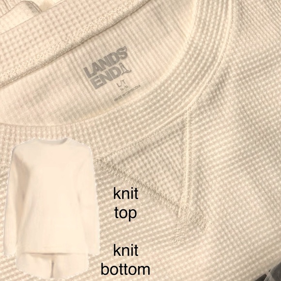 LANDSEND WOMENS TALL Waffle Pajama Set Long Sleeve Top and Shorts 97% Cotton - Picture 1 of 2